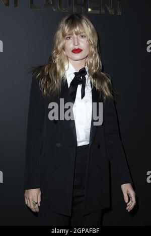 Parigi, Francia. 28 settembre 2021. Georgia May Jagger partecipa alla mostra di Saint Laurent Womenswear Primavera/Estate 2021 come parte della Paris Fashion Week a Parigi, Francia, il 28 settembre 2021. Foto di Aurore Marechal/ABACAPRESS.COM Credit: Abaca Press/Alamy Live News Foto Stock