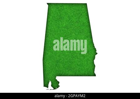 Mappa di Alabama su feltro verde Foto Stock