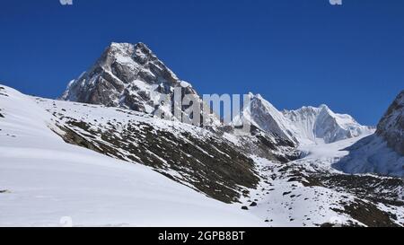 Scenario relativo al modo di Cho La pass, Nepal Foto Stock