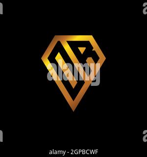 O logo con forma di diamante dorato vettore di stile, monogramma geometrico di forma dorata isolato su sfondo nero Illustrazione Vettoriale