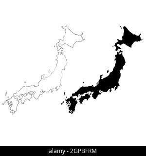 Mappa del Giappone su sfondo bianco. Mappa del Giappone. Stile piatto. Foto Stock