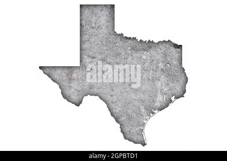 Mappa del Texas su cemento intemperie Foto Stock