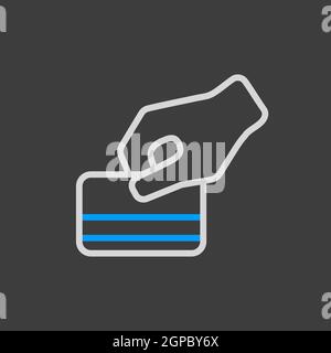 Fai scorrere a mano la carta di credito durante l'icona del profilo dell'acquisto. Segno di affari. Simbolo grafico per il design del sito Web, il logo, l'app, l'interfaccia utente. Illustrazione vettoriale, EPS10. Foto Stock