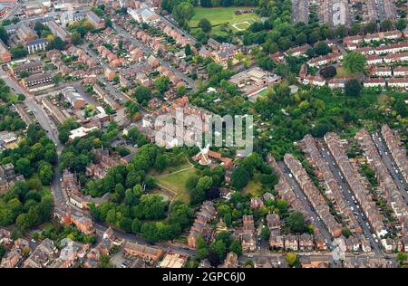 Scatto aereo di Green's Windmill e Sneinton a Nottingham, Nottinghamshire Inghilterra UK Foto Stock