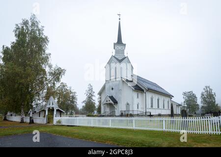 Nore chiesa - chiesa in legno bianco a Nore, Norvegia Foto Stock