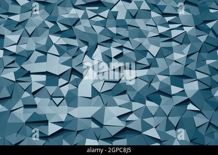 Sfondo a mosaico poligonale Blueastratto. Forma triangolare trama geometrica. Illustrazione 3D Foto Stock