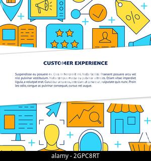 Banner esperienza cliente con spazio per il testo. Marketing e feedback. Illustrazione vettoriale. Illustrazione Vettoriale