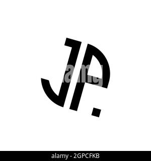 Logo JP con modello di design monogramma vettoriale di forma geometrica isolato su sfondo bianco Illustrazione Vettoriale