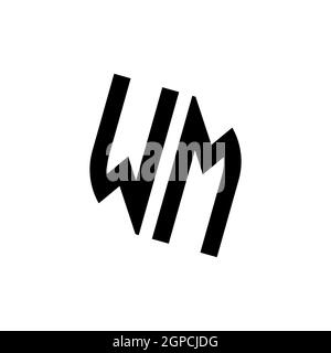 Logo WM con modello di design monogramma vettoriale di forma geometrica isolato su sfondo bianco Illustrazione Vettoriale