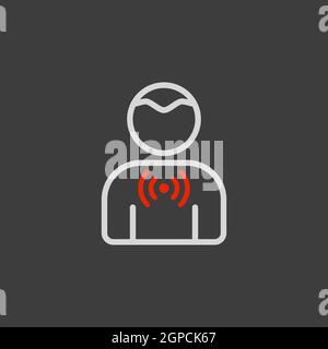 Nuovi sintomi di Coronavirus mal di gola vettore icona. Segno medico. Simbolo grafico per la progettazione di siti Web medici e applicazioni, logo, app, interfaccia utente Foto Stock