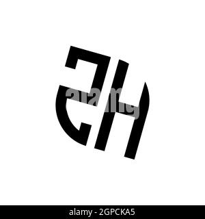 Logo ZH con modello di design monogramma vettoriale di forma geometrica isolato su sfondo bianco Illustrazione Vettoriale