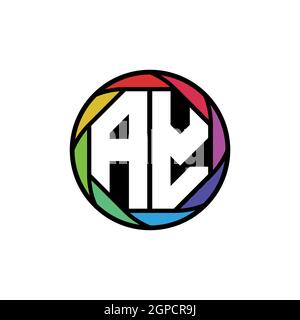 AY Monogram Logo Letter lente poligonale geometrica arcobaleno, cerchio geometrico forma arrotondata stile Illustrazione Vettoriale