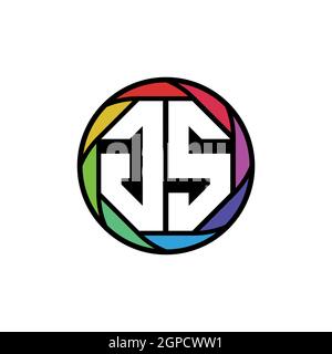Logo GS Monogram lettera lente poligonale geometrica arcobaleno, cerchio geometrico forma arrotondata stile Illustrazione Vettoriale