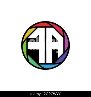 Fa Monogram Logo lettera lente poligonale geometrica arcobaleno, cerchio geometrico forma arrotondata stile Illustrazione Vettoriale