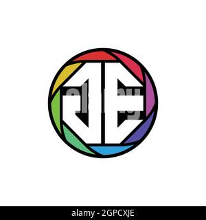 Logo GE Monogram lettera lente poligonale geometrica arcobaleno, cerchio geometrico forma arrotondata stile Illustrazione Vettoriale