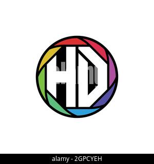 HD Monogram Logo lettera lente poligonale geometrica arcobaleno, cerchio geometrico forma arrotondata stile Illustrazione Vettoriale