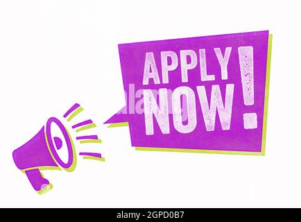 Timbro con un megafono e una bolla del parlato - Applica ora Foto Stock