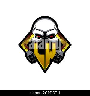 Logo LW monogramma con forma cranica disegni modello vettore icona moderna Illustrazione Vettoriale