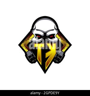 TK Logo monogramma con forma cranica disegni modello vettore icona moderna Illustrazione Vettoriale