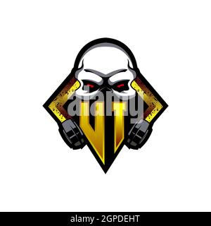 UI Logo monogramma con forma cranica disegni modello vettore icona moderna Illustrazione Vettoriale