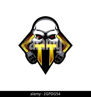 VV Logo eSport Gaming Initial con modello vettoriale di design Blue Light Color Illustrazione Vettoriale