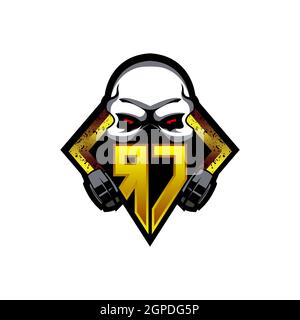 SC Logo eSport Gaming Initial con modello vettoriale di design Blue Light Color Illustrazione Vettoriale