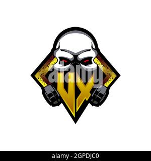 Il monogramma con logo UX e forma del cranio disegna il modello Vector Icon Modern Illustrazione Vettoriale
