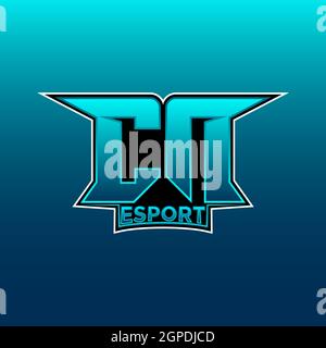 CN Logo eSport Gaming Initial con modello vettoriale di design Blue Light Color Illustrazione Vettoriale