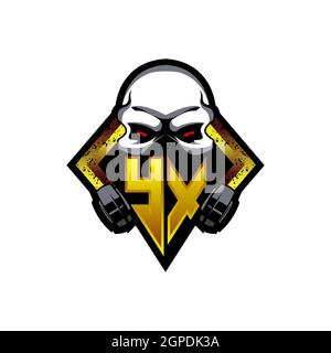 YX Logo monogramma con forma cranio disegni modello vettore icona moderna Illustrazione Vettoriale