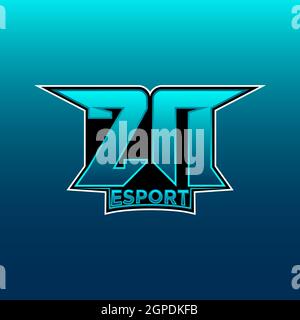 ZN Logo eSport Gaming Initial con modello vettoriale Blue Light Color Illustrazione Vettoriale