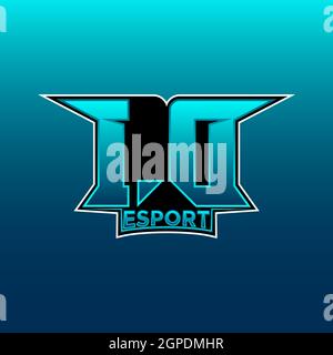 Logo ID eSport Gaming Initial con modello vettoriale design Blue Light Color Illustrazione Vettoriale