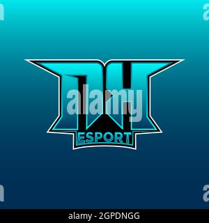 NK Logo eSport Gaming Initial con modello vettoriale di design Blue Light Color Illustrazione Vettoriale