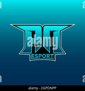 PN Logo eSport Gaming Initial con modello vettoriale di design Blue Light Color Illustrazione Vettoriale