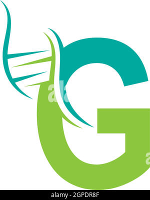 Logo icona DNA con modello lettera G. Illustrazione Vettoriale