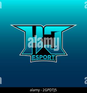 KC Logo eSport Gaming Initial con modello vettoriale di design Blue Light Color Illustrazione Vettoriale