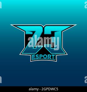 ZE Logo eSport Gaming Initial con modello vettoriale di design Blue Light Color Illustrazione Vettoriale