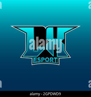 Logo LX eSport Gaming Initial con modello vettoriale di design Blue Light Color Illustrazione Vettoriale