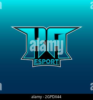 KA Logo eSport Gaming Initial con modello vettoriale in Blue Light Color Illustrazione Vettoriale