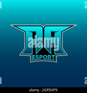 Logo RA eSport Gaming Initial con modello vettoriale di design Blue Light Color Illustrazione Vettoriale