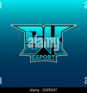Logo SX eSport Gaming Initial con modello vettoriale di design Blue Light Color Illustrazione Vettoriale
