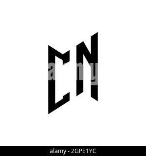 Modello di stile forma geometrica a monogramma CN. Vettore di disegno iniziale monogramma isolato su sfondo bianco Illustrazione Vettoriale