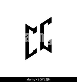 MODELLO di stile forma geometrica MONOGRAMMA CC. Vettore di disegno iniziale monogramma isolato su sfondo bianco Illustrazione Vettoriale