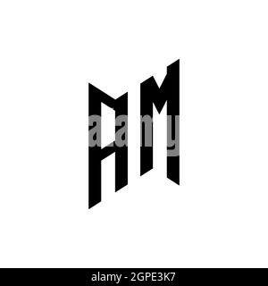 MODELLO di stile forma geometrica A monogramma AM. Vettore di disegno iniziale monogramma isolato su sfondo bianco Illustrazione Vettoriale