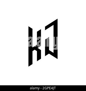 MODELLO di stile di forma geometrica CON monogramma KJ. Vettore di disegno iniziale monogramma isolato su sfondo bianco Illustrazione Vettoriale