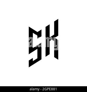 Modello di stile forma geometrica monogramma SK. Vettore di disegno iniziale monogramma isolato su sfondo bianco Illustrazione Vettoriale