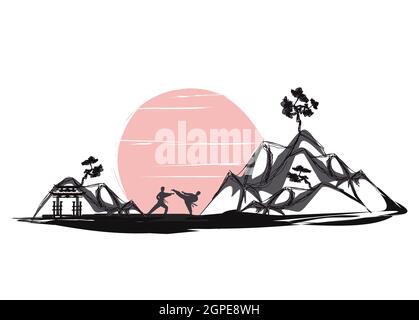 Carate occupazioni - scheda astrazione, bellissimo disegno paesaggistico Foto Stock