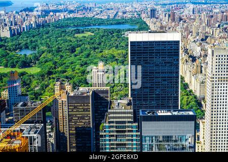 Vista dal Rockefeller Center (Top of the Rock) Central Park. Luogo di ripresa: New York, Manhattan Foto Stock