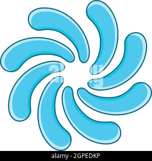 Blue astratta icona di turbolenza, stile cartoon Illustrazione Vettoriale