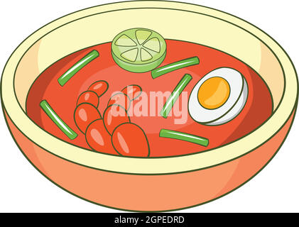 Zuppa di asiatici icona, stile cartoon Illustrazione Vettoriale