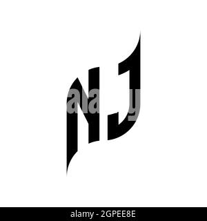 Modello di stile di forma geometrica a monogramma NJ. Vettore di disegno iniziale monogramma isolato su sfondo bianco Illustrazione Vettoriale